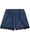 Off-white Lace-detailing Shorts In Blue