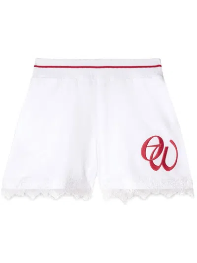 Off-white Lace-detailing Shorts In White