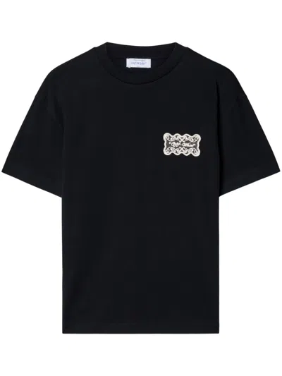 Off-white Lace-detailing T-shirt In Black