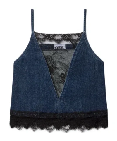 OFF-WHITE OFF-WHITE LACE DETAILED SLEEVELESS TOP