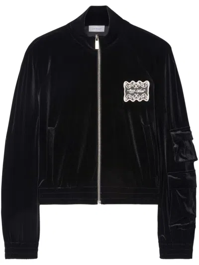 Off-white Lace-detailing Track Jacket In Black