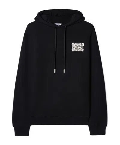 OFF-WHITE LACE LOGO APPLIQUÉ COTTON HOODIE