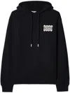 Off-white Lace Logo Appliqué Cotton Hoodie In Black