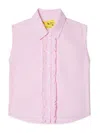 Off-white Lace-logo Sleeveless Shirt In Pink