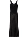 Off-white Lace-panel Satin Maxi Dress In 黑色