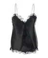 Off-white Nappa Slip Top With Lace Hems In Black