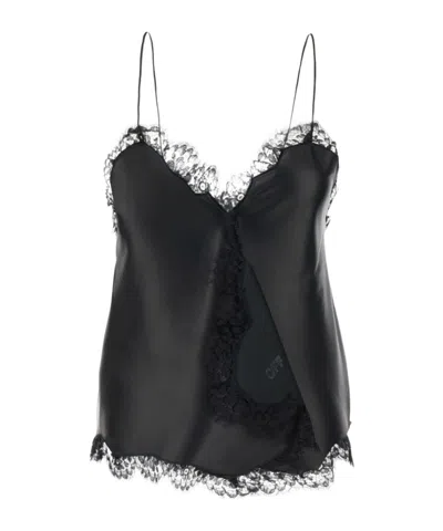 OFF-WHITE OFF-WHITE LACE-TRIM V-NECK TOP