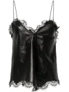 Off-white Nappa Slip Top With Lace Hems In Schwarz