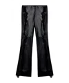 Off-white Lace-trim Leather Trousers In Black
