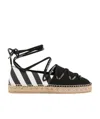 Off-white Lace-up Flat Espadrilles In Black