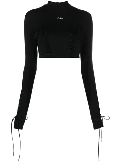 OFF-WHITE LACE-UP LOGO CROP TOP