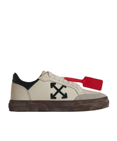 Off-white Lace-up Low-cut Casual Shoes In Nude