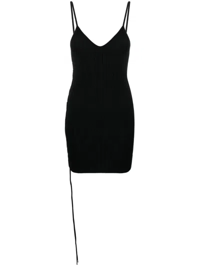 Off-white Vanise Lace-up Ribbed Minidress In Black