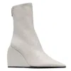 OFF-WHITE OFF-WHITE LADIES GREY DOLL NAPPA WEDGE ZIP BOOTIES