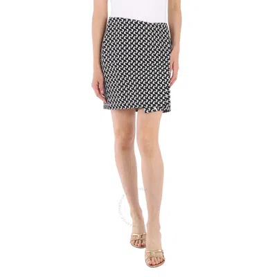 Off-white Ladies White Black Abstract-print Wrap Skirt In Gray