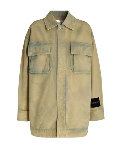 Off-white Lapel Long-sleeved Shirt In Nude