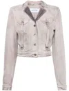 Off-white Cropped Fit Laudry Cargo Denim Jacket In Gray