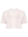 Off-white Rubberised-logo Cropped T-shirt In Pink