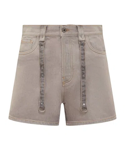 OFF-WHITE OFF-WHITE LOGO PATCH DENIM SHORTS