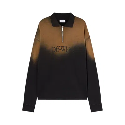 Pre-owned Off-white Laundry Fleece Long-sleeve Polo 'dirty Black/dirty Brown' | Men's Size Xxl