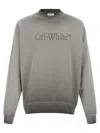 Off-white Crew Neck Long Sleeve Sweatshirt With Ribbed Cuffs In Gray