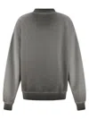 Off-white Crew Neck Sweatshirt With Long Sleeves And Ribbed Cuffs In Gray