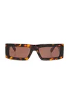 Off-white Laurel Rectangular Frame Sunglasses In Brown