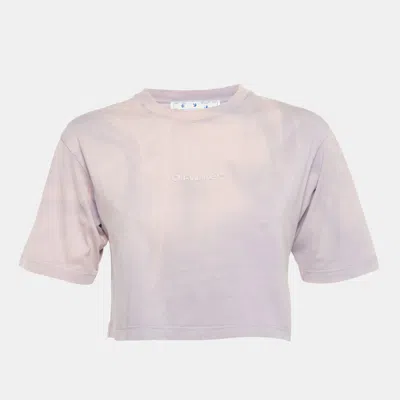 Pre-owned Off-white Lavender Tie & Dye Logo Applique Crop Top S In Purple