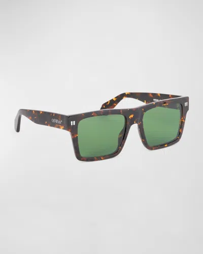 Off-white Lawton Square Acetate Sunglasses In 6055 Havana Green