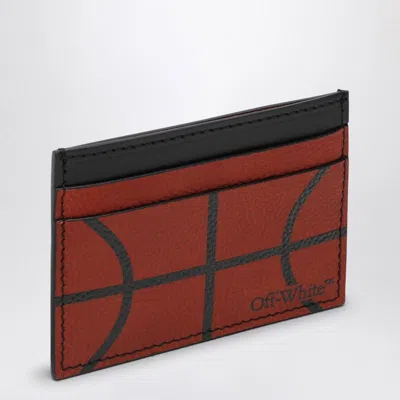 Off-white Leather Basketball Card Holder Men In Red