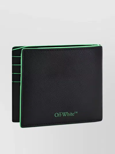 Off-white Leather Bi-fold Wallet With Calfskin In Black