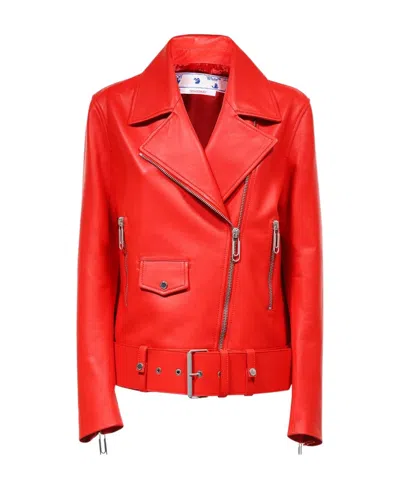 OFF-WHITE LEATHER BIKER JACKET
