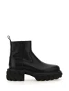 Off-white Chunky Sole Leather Boots With Elastic Side Panels In Black