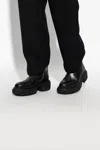 Off-white Chunky Sole Leather Boots With Elastic Side Panels In Black
