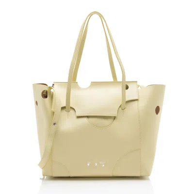 Off-white Leather Burrow 38 Tote In Yellow