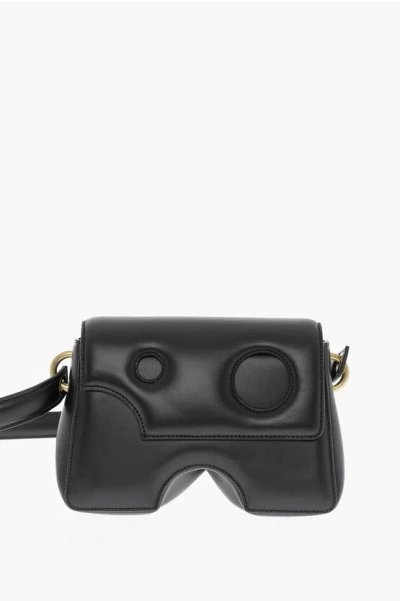 Off-white Leather Burrow Crossbody Bag With Cut-out Details