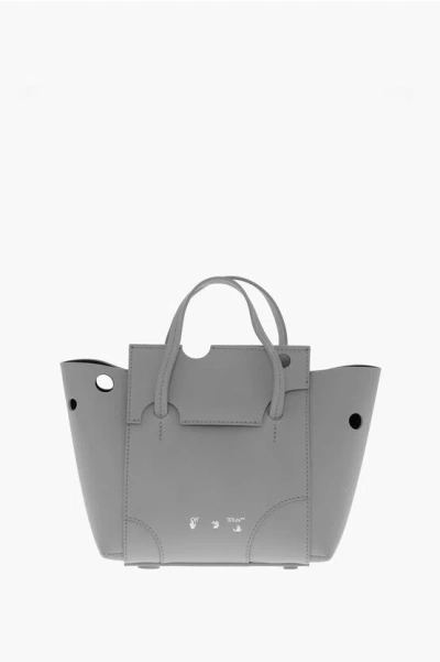 Off-white Leather Burrow Tote Bag With Cut-out Details In Burgundy