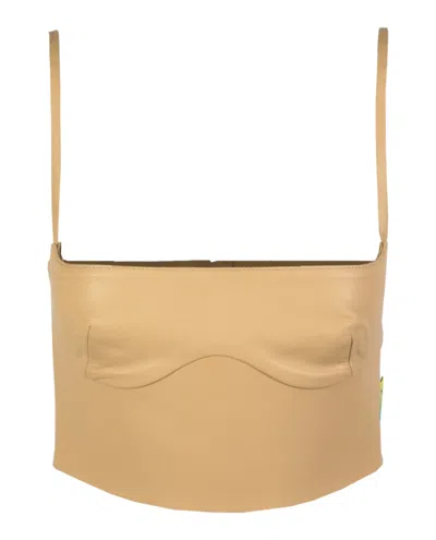 Off-white Leather Bustier In Beige