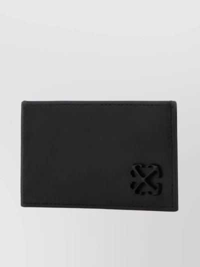 OFF-WHITE LEATHER CARD HOLDER WITH CENTRAL POCKET