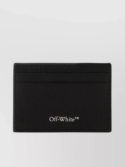 Off-white Diag-stripe Leather Cardholder In Black