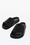 Off-white Leather Slide Sandal With Refined Finish In Black