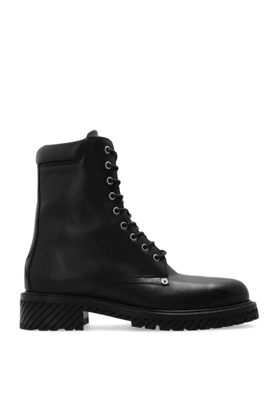 Off-white Leather Combat Boots