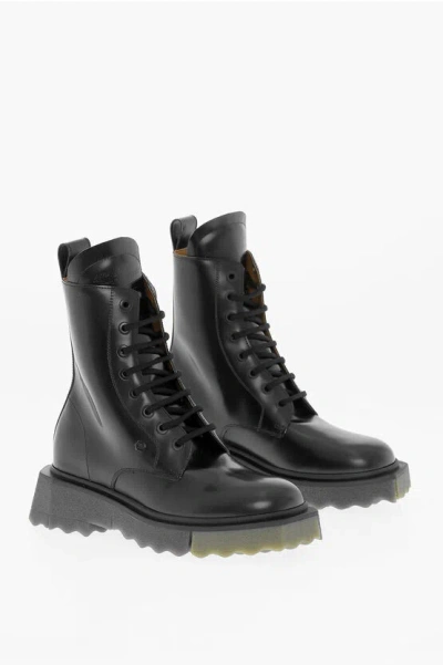 Off-white Man Ankle Boots Black Size 12 Soft Leather