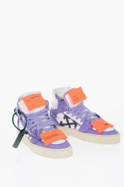 Off-white Leather Court Hight Sneakers With Embroidered Arrow