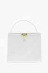 Off-white Leather Cross Tote Bag With Golden Details In White