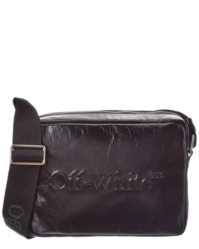 Off-white Leather Crossbody In Black