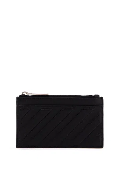 OFF-WHITE LEATHER DIAG CARD HOLDER