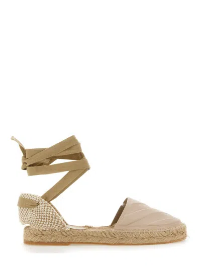 Off-white Leather Espadrille In Beige