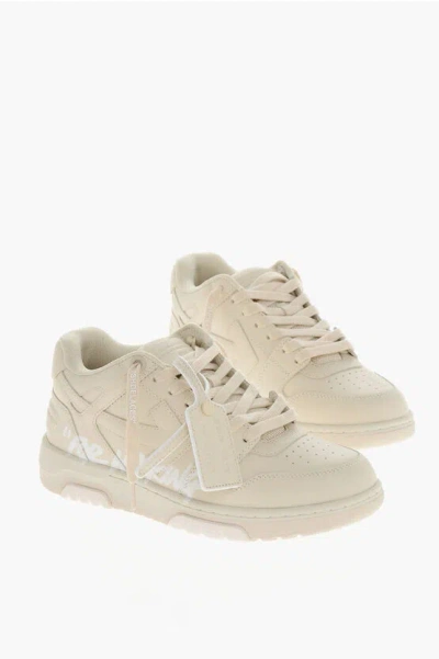Off-white Leather "for Walking" Lace-up Sneakers In Neutral