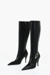 Off-white Leather High Boots With Cut-out Details Heel 11 Cm